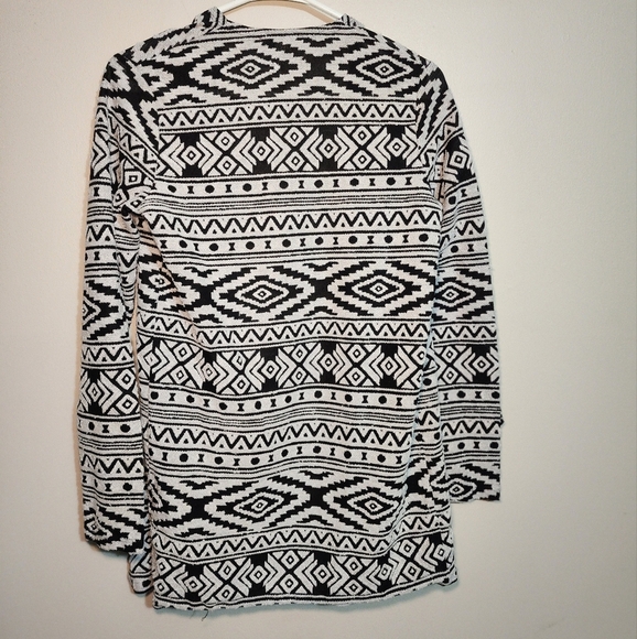 Geometric Print Cardigan‎ Open Front Duster Lightweight Sweater - Picture 7 of 7